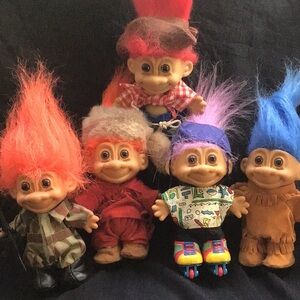 Vintage lot of 5 adorable Russ Trolls . 90s